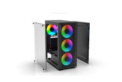 INCA Gehäuse Mid-Tower/ATX/Metall&Glas/USB/RGB schwarz