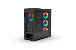 INCA Gehäuse Mid-Tower/ATX/Metall&Glas/USB/RGB schwarz