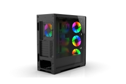 INCA Gehäuse Mid-Tower/ATX/Metall&Glas/USB/RGB schwarz