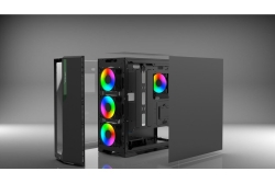 INCA Gehäuse Mid-Tower/ATX/Metall&Glas/USB/RGB schwarz