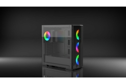 INCA Gehäuse Mid-Tower/ATX/Metall&Glas/USB/RGB schwarz