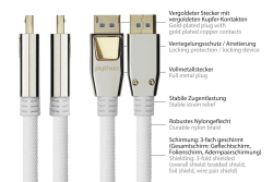 Python DisplayPort 2.0 Kabel Nylongeflecht weiß 2m