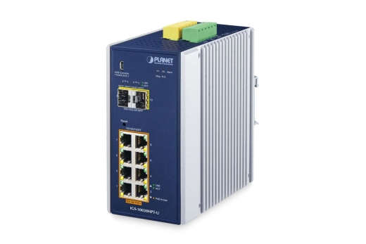 PLANET Industrial 8-Port GE PoE+ 2-port SFP IGS-10020HPT-U