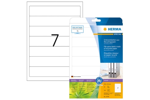 HERMA Ordneretiketten Recycling A4 20 Blatt 192x38