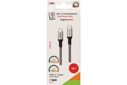 2GO Datenkabel USB-C 3.2 100W PD 120cm grau
