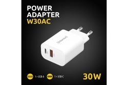 Intenso Power Adapter 1x USB-A/1x USB-C 30W White