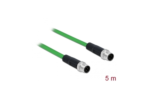 DELOCK Netzwerkkabel M12 4 Pin D-kodiert ST zu ST TPU 5 m