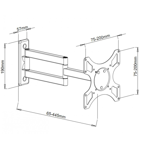 Techly Wandhalterung 19-37 LCD/LED/Plasma 3Gelenke bicolor