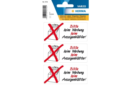 HERMA Hinweisetiketten Bitte keine Werbung Anzeigenblätter