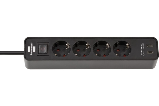 Brennenstuhl Steckdosenleiste Ecolor 4fach USB C 15.5W sw/sw