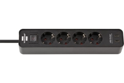 Brennenstuhl Steckdosenleiste Ecolor 4fach USB C 15.5W sw/sw