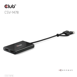 Club3D Adapter USB-C (USB A Adapter) > 2x DP 4K@60Hz St/Bu retail