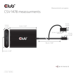 Club3D Adapter USB-C (USB A Adapter) > 2x DP 4K@60Hz St/Bu retail