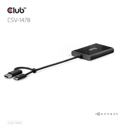 Club3D Adapter USB-C (USB A Adapter) > 2x DP 4K@60Hz St/Bu retail
